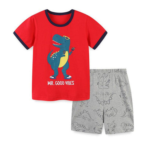 Summer Red Dinosaur Boy Suit